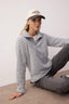 Gri Peluş Dik Yaka Yarım Fermuarlı Oversize/Geniş Kalıp Örme Sweatshirt TWOAW26SW00138