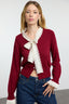 Trendyolmilla Bordo Crop Dantel Garnili Renk Bloklu Triko Hırka TWOAW25HI00251