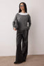Gri Çift Katlı Regular/Normal Kalıp Örme Bluz TWOAW26BZ00332