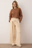 Trendyolmilla Taş Wide Leg Yumuşak Kumaşlı Pilili Esnek Örme Pantolon TWOAW26PL00138
