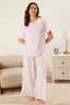 Trendyolmilla Lila %100 Pamuklu Çiçekli Düğmeli Örme Pijama Takımı THMSS25PT00179