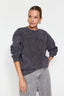 Antrasit Eskitme/Soluk Efektli Kalın İçi Polarlı Oversize/Geniş Kalıp Örme Sweatshirt TWOAW24SW00151