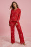 Kırmızı Kalpli Polar Kışlık Örme Pijama Takımı THMAW25PT00058