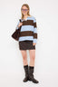 Trendyolmilla Kahverengi Çizgili Polo Yaka Oversize/Geniş Kalıp Örme Sweatshirt TWOAW26SW00051