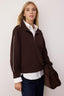 Trendyolmilla Kahverengi Fermuarlı Polo Yaka Şerit Detaylı Regular/Normal Kesim Örme Sweatshirt TWOAW26SW00034