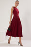 Trendyolmilla Bordo Piliseli Astarlı Kolsuz Esnek Örme Midi Elbise TWOSS24EL00785