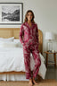 Trendyolmilla Bordo Kaplan Desenli Viskon Dokuma Pijama Takımı THMAW24PT00092