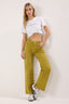 Trendyolmilla Yağ Yeşili Bel Detaylı Yüksek Bel Wide Leg Pantolon TWOAW25JE00039