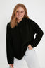 Siyah Kalın Polar Kapüşonlu ve Fermuarlı Oversize/Geniş Kalıp Örme Sweatshirt TWOAW22SW2063