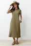 Trendyolmilla Haki Cepli Bisiklet Yaka A-Line Örme Midi Elbise TWOSS24EL00169