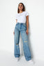 Mavi Soluk Ekfekt Vintage Yırtık Detaylı Düşük Bel Wide Leg Jeans TWOSS23JE00102
