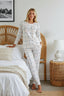 Beyaz %100 Pamuklu Ekoseli Tshirt-Pantolon Örme Pijama Takımı THMAW24PT00235