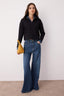 Trendyolmilla Siyah Selanik/Triko Görünümlü Fermuarlı Yaka Regular/Normal Kalıp Örme Sweatshirt TWOAW22SW0732