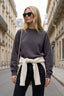 Trendyolmilla Antrasit Relaxed/Rahat Kalıp Basic Reglan Kol Bisiklet Yaka Örme Sweatshirt TWOAW26SW00030