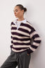 Çok Renkli Çizigli Polo Yaka Oversize/Geniş Kalıp Örme Sweatshirt TWOAW26SW00245