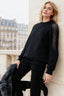 Siyah File Detaylı Kalın İçi Polarlı Regular/Normal Kalıp Örme Sweatshirt TWOAW24SW00134