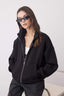 Trendyolmilla Siyah Oversize/Geniş Kalıp Fermuarlı Dik Yaka Kalın Örme Sweatshirt TWOAW26SW00070