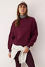 Trendyolmilla Mürdüm Premium Oversize/Geniş Kalıp Dik Yaka Kalın İçi Polarlı Örme Sweatshirt TWOAW26SW00205