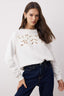 Ekru Nakışlı Regular/Normal Kalıp Örme Sweatshirt TWOAW26SW00011