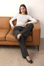 Antrasit Bel Ek Kumaş Detaylı Wide Leg/Geniş Paça Kumaş Pantolon TWOAW26PL00048