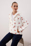 Ekru Kiraz Baskılı Oversize/Geniş Kalıp Örme Sweatshirt TWOAW26SW00214