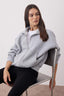 Trendyolmilla Gri Melanj Oversize/Geniş Kalıp Fermuarlı Dik Yaka Kalın Örme Sweatshirt TWOAW26SW00070