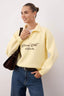 Trendyolmilla Sarı Gömlek Yaka Nakışlı Regular Fit Kalın İçi Polarlı Örme Sweatshirt TWOAW24SW00182