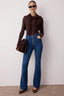 Trendyolmilla Mavi Önden Düğmeli Yüksek Bel Orta Esnek İspanyol Paça Flare Comfort/Esnek Jeans TWOSS20JE0111
