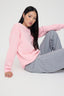 Trendyolmilla Açık Pembe Renk Bloklu Oversize/Geniş Kalıp Kalın Örme Sweatshirt TWOAW26SW00025