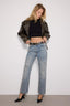Mavi Yırtıklı Yüksek Bel Düz Kesim Straight %100 Pamuk Non-Stretch Jeans TWOAW24JE00033