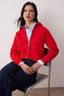 Trendyolmilla Kırmızı Regular Kalıp Crop Fermuarlı Kapüşonlu Kalın İçi Polarlı Örme Sweatshirt TWOAW26SW00045