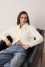 Trendyolmilla Ekru Oversize/Geniş Kalıp Crop Triko Hırka TWOAW26HI00179