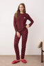 Trendyolmilla Bordo Kurdele/Fiyonklu Yumuşak Kışlık Waffle Örme Pijama Takımı THMAW26PT00187