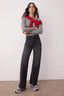 Trendyolmilla Siyah Yüksek Bel Paçası Kesikli Wide Leg/Geniş Paça Palazzo Comfort/Esnek Smoke Jeans TWOAW26JE00081