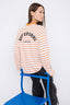 Teen Turuncu Çizgili Slogan Sırt Baskılı Oversize/Geniş Kalıp İnce Örme Sweatshirt TWOAW26SW00193