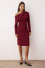 Trendyolmilla Bordo Düz Midi Asimetrik Yaka Örme Elbise TWOAW26EL00106
