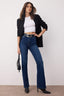Trendyolmilla Koyu Mavi Yüksek Bel Comfort/Esnek Comfort Flare Jeans TWOAW26JE00049