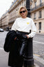 Trendyolmilla Ekru Kalın İçi Polarlı Göğüs ve Sırt Kabartma Baskılı Oversize Örme Sweatshirt TWOAW24SW00226