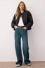 Trendyolmilla Koyu Mavi Paça Kesikli Ekstra Yüksek Bel Geniş Paça Wide Leg Jeans TWOAW26JE00080