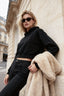 Trendyolmilla Siyah Kalın İçi Polarlı Kapüşonlu Rahat Kesim Crop Basic Örme Sweatshirt TWOAW24SW00105