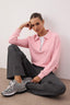 Açık Pembe Yarım Pat Fermuarlı Regular/Normal Kalıp Örme Sweatshirt TWOAW26SW00108