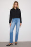 Trendyolmilla Lacivert Yırtmaçlı Yüksek Bel Comfort/Esnek Flare İspanyol Paça Jeans TWOAW22JE0382