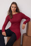 Trendyolmilla Bordo Viskon/Yumuşak Kumaşlı Asimetrik Esnek Örme Bluz TWOAW25BZ00233