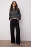 Trendyolmilla Siyah Pilili Wide Leg/Geniş Paça Dokuma Pantolon TWOAW25PL00109 Palazzo