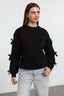 Trendyolmilla Siyah Fiyonk Detaylı Oversize/Geniş Kalıp Kalın İçi Polarlı Örme Sweatshirt TWOAW25SW00249