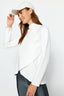 Kaymak Beyazı Pamuklu Fermuar Detaylı Dik Yaka Örme Spor Sweatshirt TWOAW22SW0187
