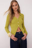 Trendyolmilla Wardrobe Essentials Yağ Yeşili Fitted/Vücuda Oturan Merserize Görünümlü Triko Hırka TWOAW26HI00113