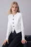 Ekru Premium İplik/Özel İplik Crop Gül Düğmeli Ceket Görünümlü Triko Hırka TWOAW25HI00110