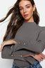 Antrasit Kol Ucu Düğme Detaylı Triko Kazak TWOAW24KZ00309