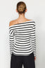 Siyah Beyaz Çizgili Premium Yumuşak Kumaşlı Fitted Kayık Yaka Esnek Örme Bluz TWOAW24BZ00227